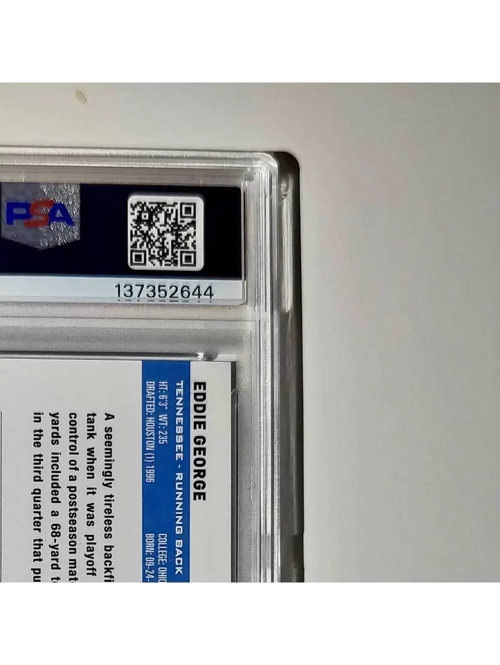 Eddie George 2023 Topps Chrome 012/250 #34 Purple Speckle Refractors PSA 9 Mint